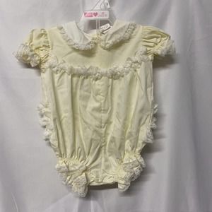 Bryan Vintage Romper 6-9 Mos Yellow Lace Ruffle Butt